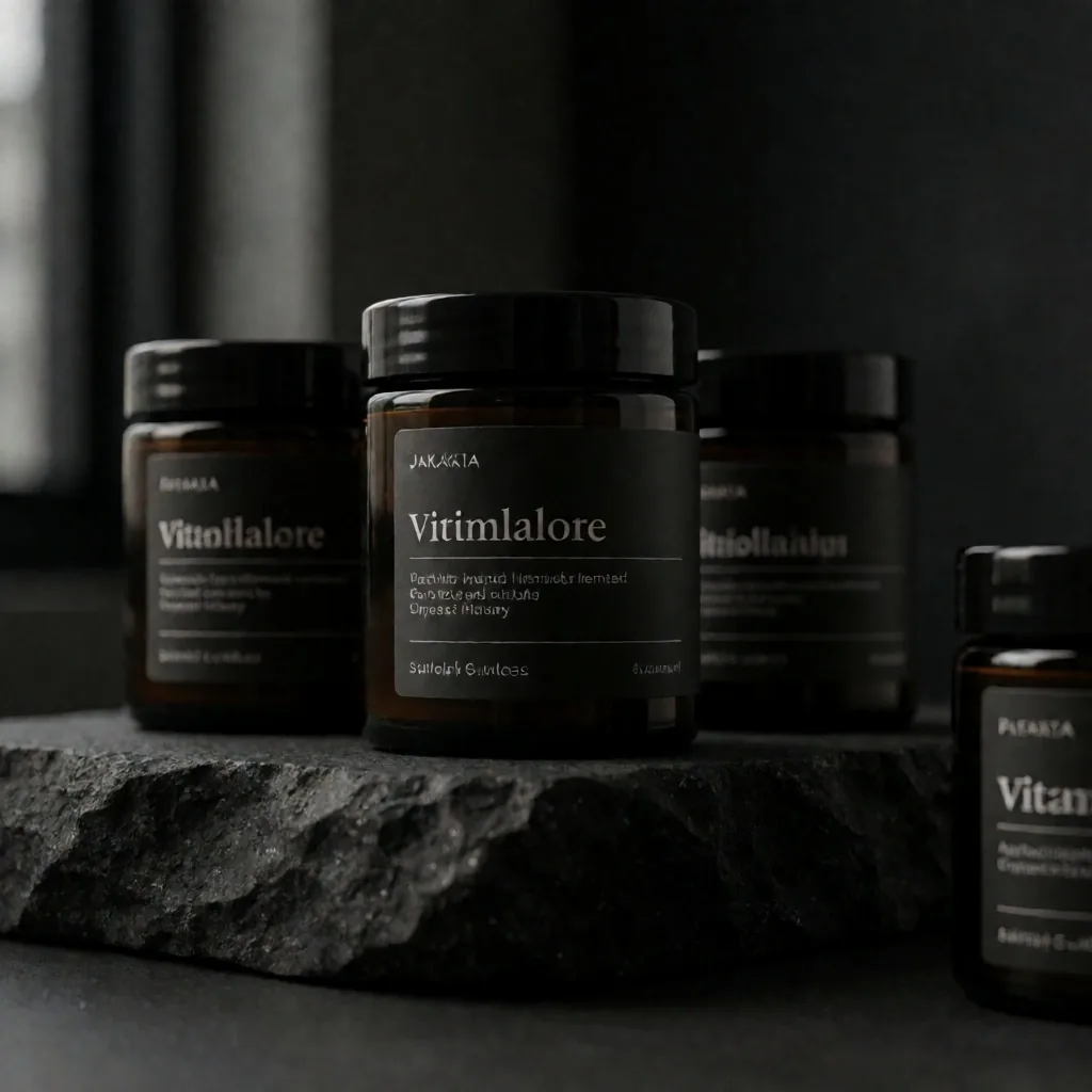 Kuat Alami natural supplement bottles on dark stone